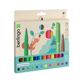 Фломастеры с кистевым пишущим узлом Berlingo "Brush", 12цв., смываемые, картон, европодвес