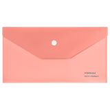 Папка-конверт на кнопке СТАММ "Акцент" С6, 180мкм, пластик, непрозрачная, коралловая