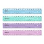 Линейка 20см СТАММ, пластиковая, 2 шкалы, непрозрачная, пастельные цвета, ассорти, европодвес
