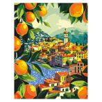 Картина по номерам на холсте с глиттером ТРИ СОВЫ "Средиземноморское побережье", 30*40, с акриловыми красками и кистями